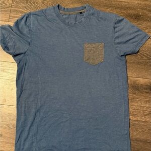 Blue Crew Neck T-Shirt with Gray Pocket